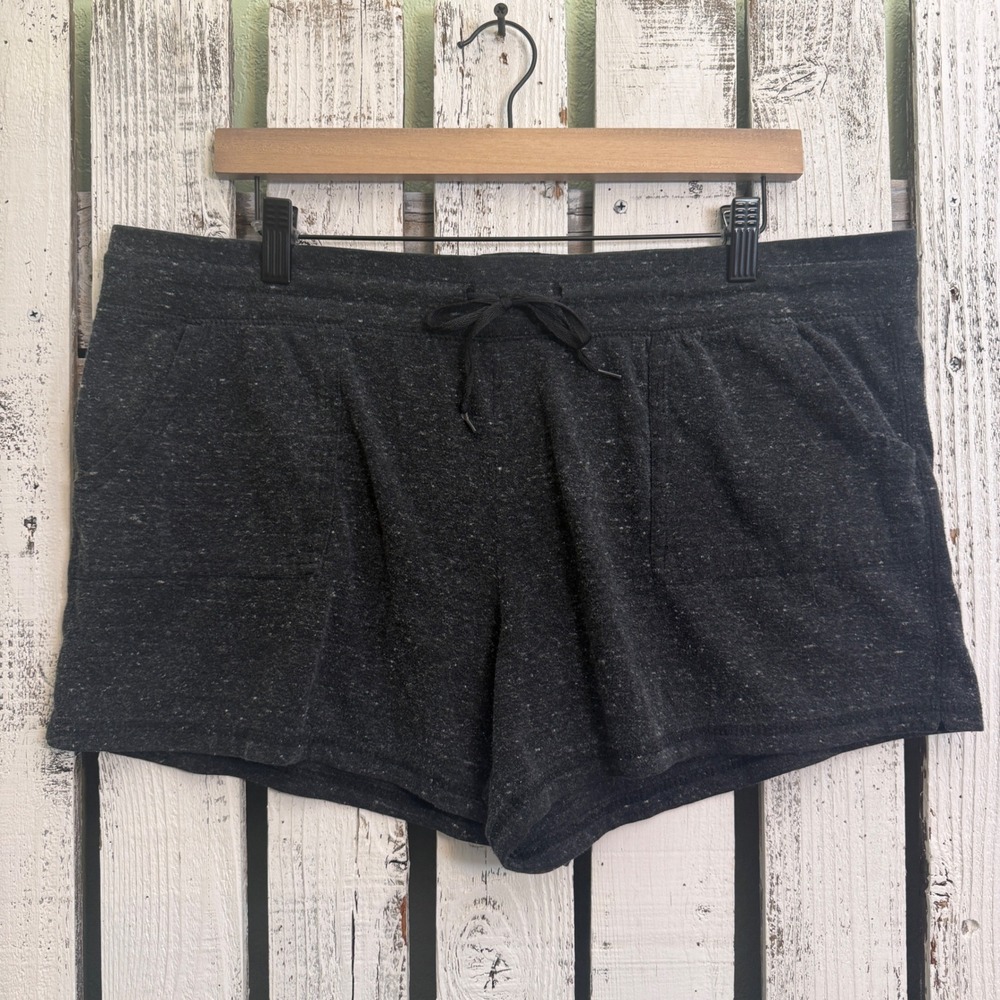 Athletic Works Womens XL 16-18 Charcoal Gray Heathered Knit Drawstring Shorts